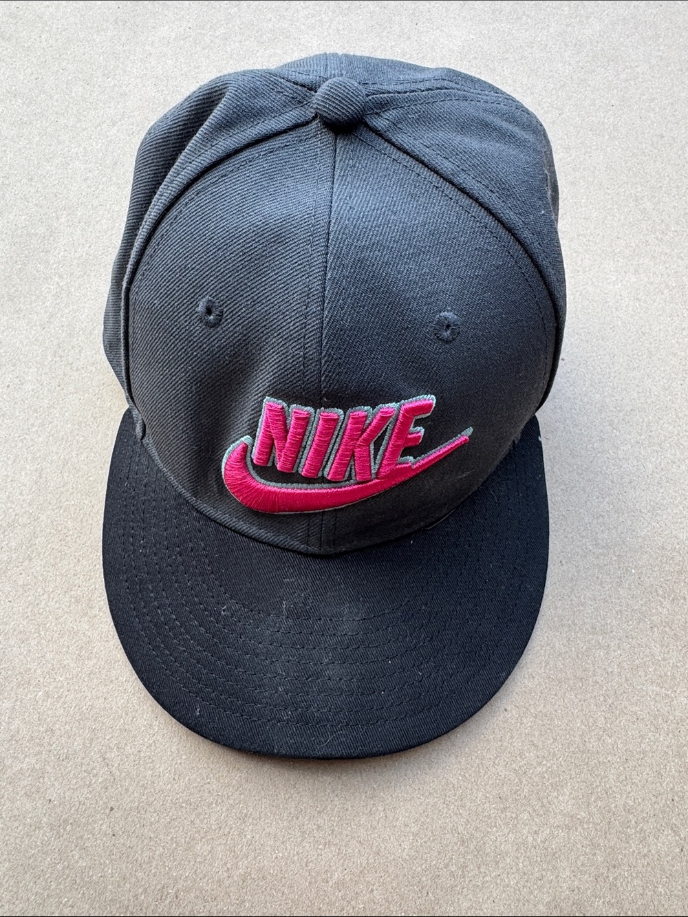 Women Nike Black Snapback Hat with Pink Embroidered Logo